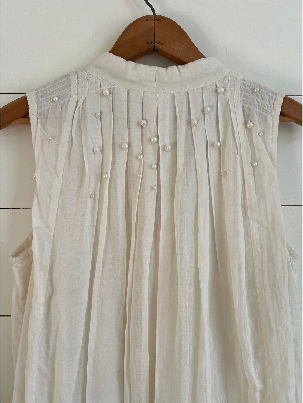NWT Anthropologie Feather Bone Leonie Pearl Tie-Neck Tunic Blouse Small - Picture 3 of 9